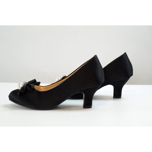 Badgely Mishka Pumps, Black Satin - Picture 2 of 5